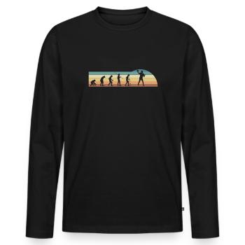 Vintage Retro Quarterback Shirt Football Evolution - Men's Premium Organic Long Sleeve Shirt - black - Front - Nico (187cm)