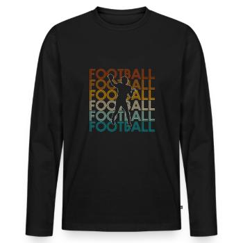 Vintage rétro quarterback chemise Football cadeau - T-shirt manches longues Premium bio Homme - noir - Devant - Nico (187cm)