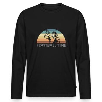 Football Time Quarterback Shirt Geschenk - Männer Premium Bio Langarmshirt - Schwarz - Vorne - Nico (187cm)