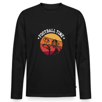Football Time Quarterback Shirt Geschenk - Männer Premium Bio Langarmshirt - Schwarz - Vorne - Nico (187cm)