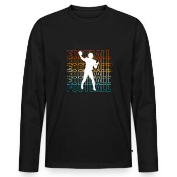 Vintage Retro Quarterback Shirt Football Cadeau - T-shirt manches longues Premium bio Homme - noir - Devant - Nico (187cm)