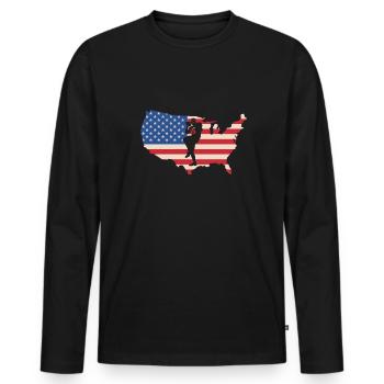 USA Flag America Flag Quarterback Shirt - T-shirt manches longues Premium bio Homme - noir - Devant - Nico (187cm)
