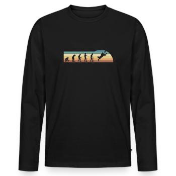 Vintage Retro Evolution Wild Receiver Shirt - Men's Premium Organic Long Sleeve Shirt - black - Front - Nico (187cm)