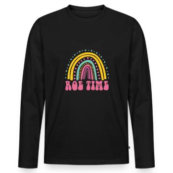 Vintage Retro Roe Time Shirt Cadeau - T-shirt manches longues Premium bio Homme - noir - Devant - Nico (187cm)