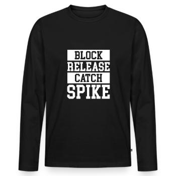 Block Release Catch Sprike Football Shirt - Men's Premium Organic Long Sleeve Shirt - black - Front - Nico (187cm)
