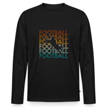 Vintage Retro Football Wild Receiver Shirt - Men's Premium Organic Long Sleeve Shirt - black - Front - Nico (187cm)