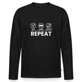 Eat Sleep Catch Repeat Football Wild Receiver - Männer Premium Bio Langarmshirt - Schwarz - Vorne - Nico (187cm)