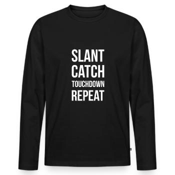 Slant Catch Touchdown Repeat Wild Receiver Shirt - Männer Premium Bio Langarmshirt - Schwarz - Vorne - Nico (187cm)