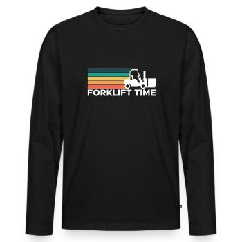 Forklift Time Shirt Vintage Retro - Männer Premium Bio Langarmshirt - Schwarz - Vorne - Nico (187cm)
