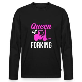 Queen Of Forking Shirt Gift Forklift - Men's Premium Organic Long Sleeve Shirt - black - Front - Nico (187cm)
