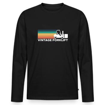 Vintage Retro Forklift Gabelstapler Shirt - Männer Premium Bio Langarmshirt - Schwarz - Vorne - Nico (187cm)