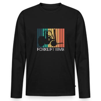 Vintage Retro Forklift Time Shirt Geschenk - Männer Premium Bio Langarmshirt - Schwarz - Vorne - Nico (187cm)