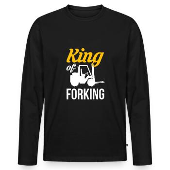 King Of Forking Shirt Gift Forklift - Men's Premium Organic Long Sleeve Shirt - black - Front - Nico (187cm)