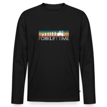 Forklift Time Vintage Retro Shirt - Männer Premium Bio Langarmshirt - Schwarz - Vorne - Nico (187cm)