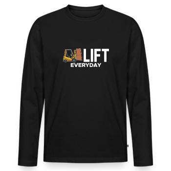 Lift Everyday Shirt Gift Chariot élévateur - T-shirt manches longues Premium bio Homme - noir - Devant - Nico (187cm)