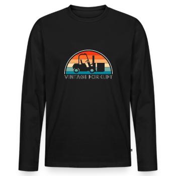 Vintage Retro Forklift Gabelstapler Shirt - Männer Premium Bio Langarmshirt - Schwarz - Vorne - Nico (187cm)