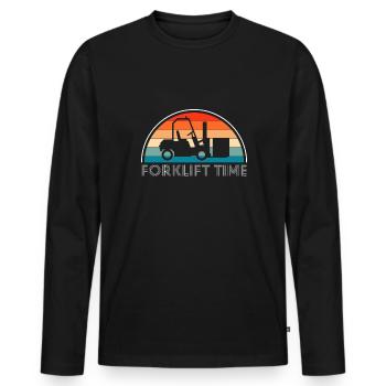 Vintage Retro Gabelstapler Shirt Geschenk - Männer Premium Bio Langarmshirt - Schwarz - Vorne - Nico (187cm)