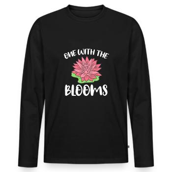 One With The Blooms Shirt - Men's Premium Organic Long Sleeve Shirt - black - Front - Nico (187cm)