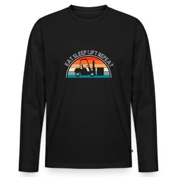 Eat Sleep Lift Repeat Forklift Shirt - T-shirt manches longues Premium bio Homme - noir - Devant - Nico (187cm)