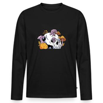 Skull Mushroom Shirt Gift - Men's Premium Organic Long Sleeve Shirt - black - Front - Nico (187cm)