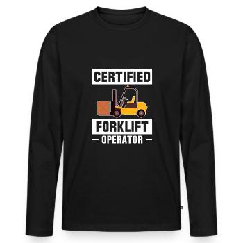Certified Forklift Operator Shirt Gabelstapler - Männer Premium Bio Langarmshirt - Schwarz - Vorne - Nico (187cm)