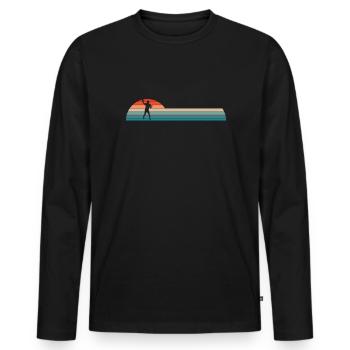 Vintage Retro Quarterback Shirt Football Gift - Men's Premium Organic Long Sleeve Shirt - black - Front - Nico (187cm)