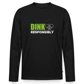 Dink Responsibly Shirt Pickleball - Men's Premium Organic Long Sleeve Shirt - black - Front - Nico (187cm)