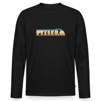 Vintage Retro Evolution Quarterback Shirt Cadeau - T-shirt manches longues Premium bio Homme - noir - Devant - Nico (187cm)