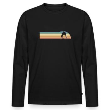 Vintage Retro Lineman Linebacker Football Shirt - Men's Premium Organic Long Sleeve Shirt - black - Front - Nico (187cm)