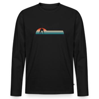 Vintage Retro Lineman Linebacker Football Shirt - Men's Premium Organic Long Sleeve Shirt - black - Front - Nico (187cm)