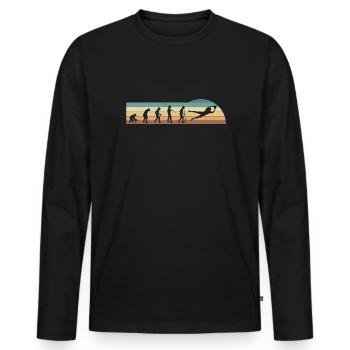 Vintage Retro Wild Receiver Shirt Evolution - Männer Premium Bio Langarmshirt - Schwarz - Vorne - Nico (187cm)