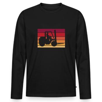 Vintage Retro Forklift Gabelstapler Shirt - Männer Premium Bio Langarmshirt - Schwarz - Vorne - Nico (187cm)