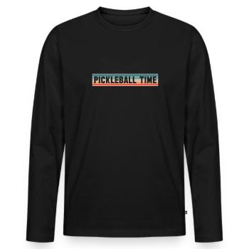 Vintage Retro Pickleball Time Shirt Geschenk - Männer Premium Bio Langarmshirt - Schwarz - Vorne - Nico (187cm)