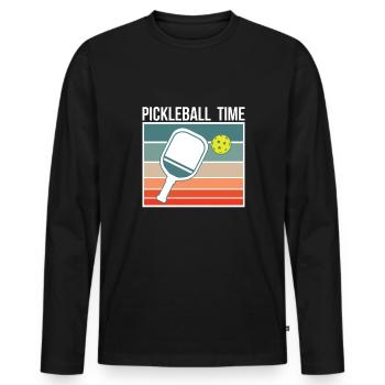 Pickleball Time Geschenk Vintage Retro - Männer Premium Bio Langarmshirt - Schwarz - Vorne - Nico (187cm)