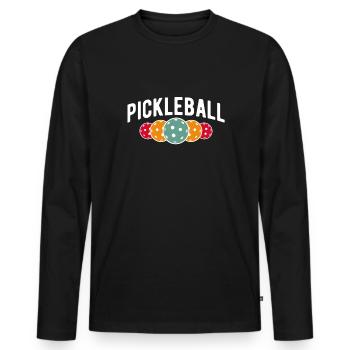 Pickleball Shirt Geschenk - Männer Premium Bio Langarmshirt - Schwarz - Vorne - Nico (187cm)