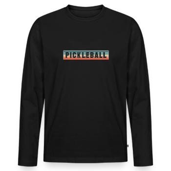 Vintage Retro Pickleball Shirt Geschenk - Männer Premium Bio Langarmshirt - Schwarz - Vorne - Nico (187cm)