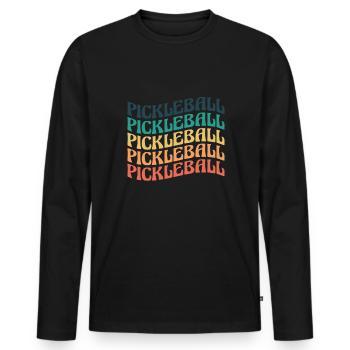 Vintage Retro Pickleball Shirt Geschenk - Männer Premium Bio Langarmshirt - Schwarz - Vorne - Nico (187cm)