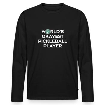 Maillot de joueur de pickleball le plus correct du monde - T-shirt manches longues Premium bio Homme - noir - Devant - Nico (187cm)