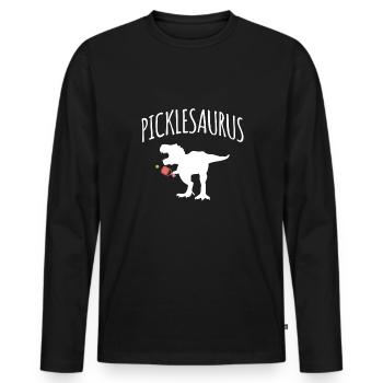 Pickleaurus Shirt Pickleball Geschenk - Männer Premium Bio Langarmshirt - Schwarz - Vorne - Nico (187cm)
