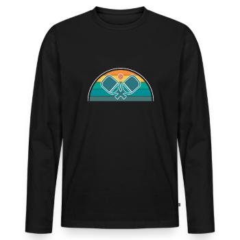 Vintage Retro Pickleball Shirt Geschenk - Männer Premium Bio Langarmshirt - Schwarz - Vorne - Nico (187cm)