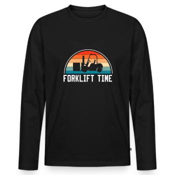 Chariot élévateur Time Shirt Cadeau Chariot élévateur - T-shirt manches longues Premium bio Homme - noir - Devant - Nico (187cm)