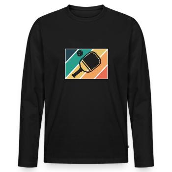 Vintage Retro Pickleball Shirt Geschenk - Männer Premium Bio Langarmshirt - Schwarz - Vorne - Nico (187cm)