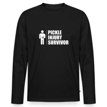 Pickleball Injury Survivor Shirt - Men's Premium Organic Long Sleeve Shirt - black - Front - Nico (187cm)