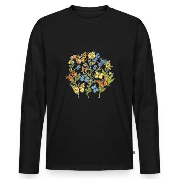 Flowers Spices Floristry Shirt - Men's Premium Organic Long Sleeve Shirt - black - Front - Nico (187cm)