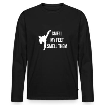 Smell My Feet Smell Them Taekwondo Shirt - Männer Premium Bio Langarmshirt - Schwarz - Vorne - Nico (187cm)