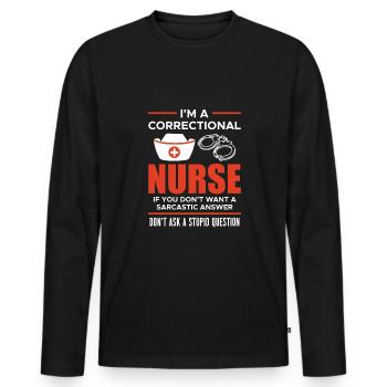 Dans un cadeau de chemise d’infirmière correctionnelle - T-shirt manches longues Premium bio Homme - noir - Devant - Nico (187cm)