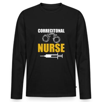 Infirmière correctionnelle infirmière de prison - T-shirt manches longues Premium bio Homme - noir - Devant - Nico (187cm)