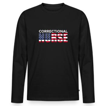 Infirmière correctionnelle USA Flag America Flag - T-shirt manches longues Premium bio Homme - noir - Devant - Nico (187cm)