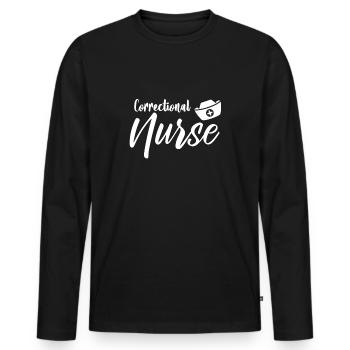 Infirmière correctionnelle infirmière de prison - T-shirt manches longues Premium bio Homme - noir - Devant - Nico (187cm)