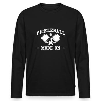 Pickleball Mode On Shirt Gift - Men's Premium Organic Long Sleeve Shirt - black - Front - Nico (187cm)